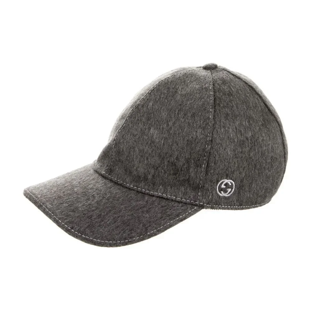 Gucci Web Gray Wool Baseball Hat Cap Rare XL